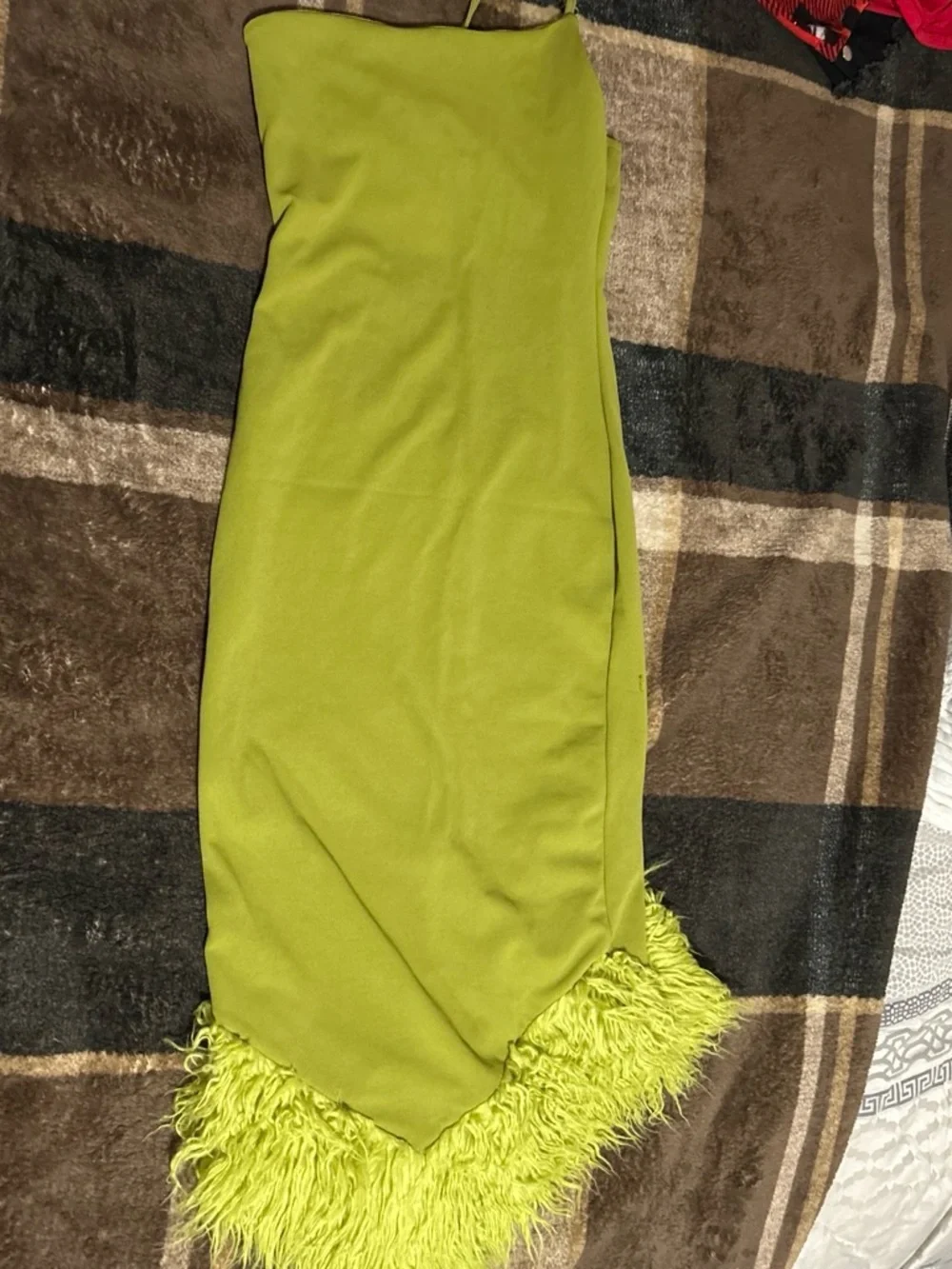 H&M Lime Green Feather Trim Clutch